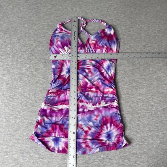 GUESS Women’s Tie-Dye Open Back Knotted Racerback Padded Plunge Top - Picture 5 of 12
